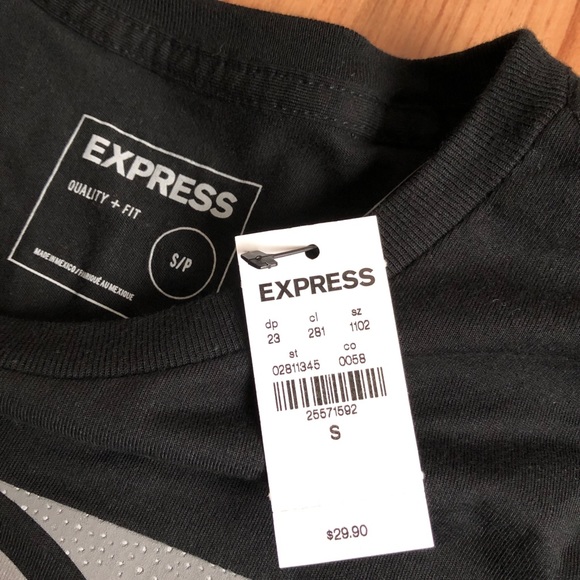 NEW EXPRESS Crewneck Tee Shirt Short Sleeve Small Black Men’s - Picture 2 of 16